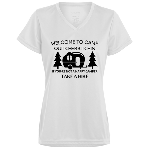Happy Camper Ladies’ Moisture-Wicking V-Neck Tee