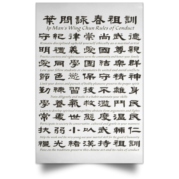 Wing Chun Jo Fen Ancestral Rules